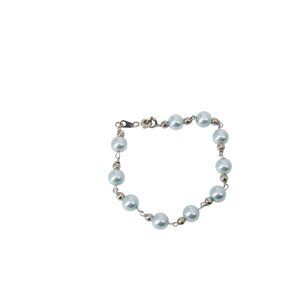 Pale Blue Aqua Faux Pearl Bracelet 93999 Vintage 10"